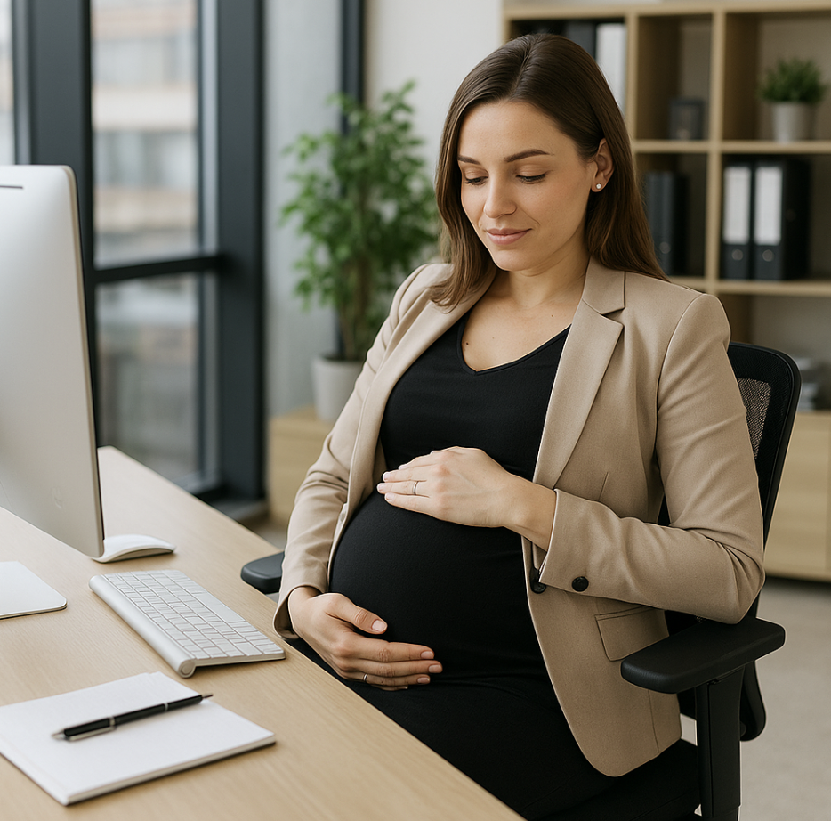 Femme enceinte travaillant dans un bureau professionnel