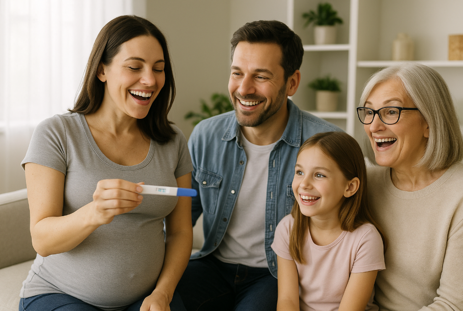 Annonce de grossesse en famille avec test positif