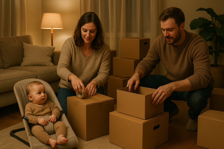 Organisation d'un déménagement en famille avec bébé