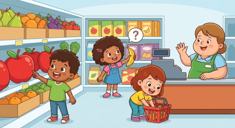 découvrez le jeu devinette épicerie, un jeu éducatif et amusant pour enfants de 3 à 5 ans, idéal pour stimuler leur esprit et découvrir les aliments de l'épicerie.
