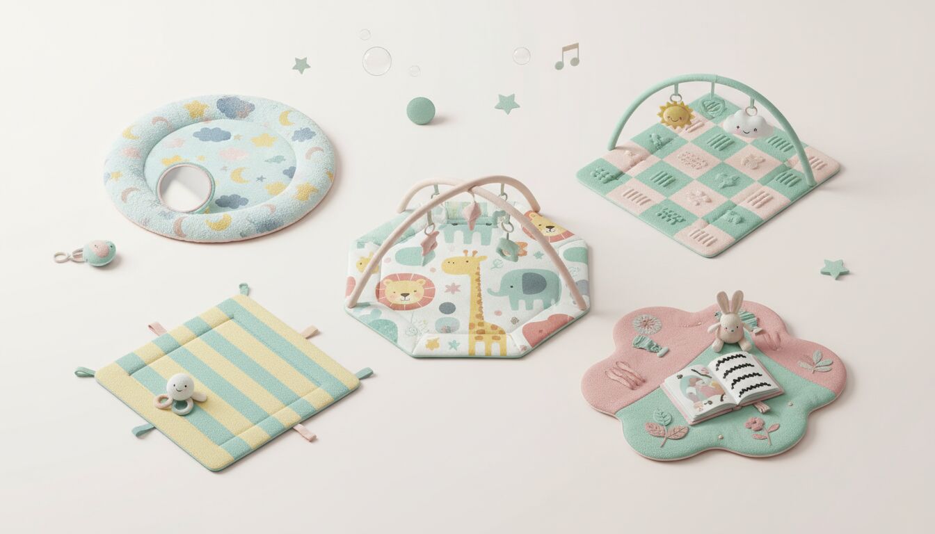 Découvrez notre guide complet 2025 des 5 meilleurs tapis d'éveil pour bébé, alliant confort, sécurité et stimulation pour le développement de votre enfant.