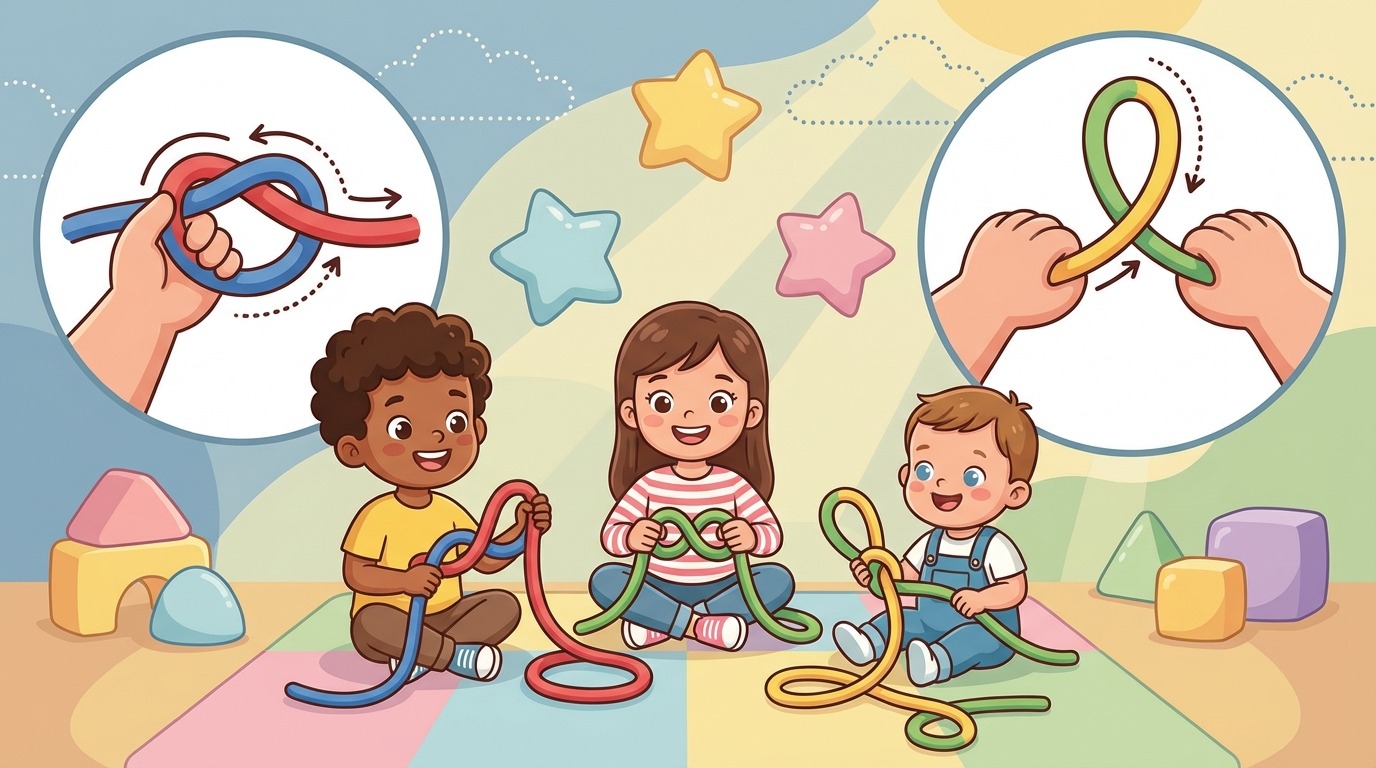 apprenez à initier les enfants de 3 à 5 ans aux nœuds et aux boucles grâce à des méthodes simples et ludiques adaptées à leur âge.