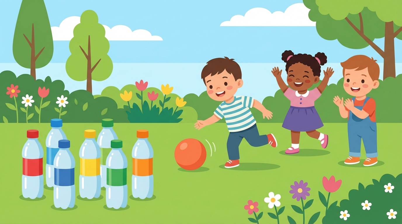 descubra nosso jogo de boliche familiar, um faça você mesmo divertido e educativo especialmente concebido para crianças de 3 a 5 anos. perfeito para compartilhar momentos lúdicos em família enquanto desenvolve motricidade e coordenação.