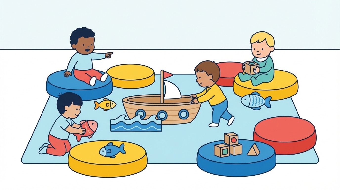entdecken Sie Petit Navire, ein pädagogisches Spiel für Kinder von 1 bis 3 Jahren, das ihre Fantasie und ihr Erwachen von frühster Kindheit an anregt.