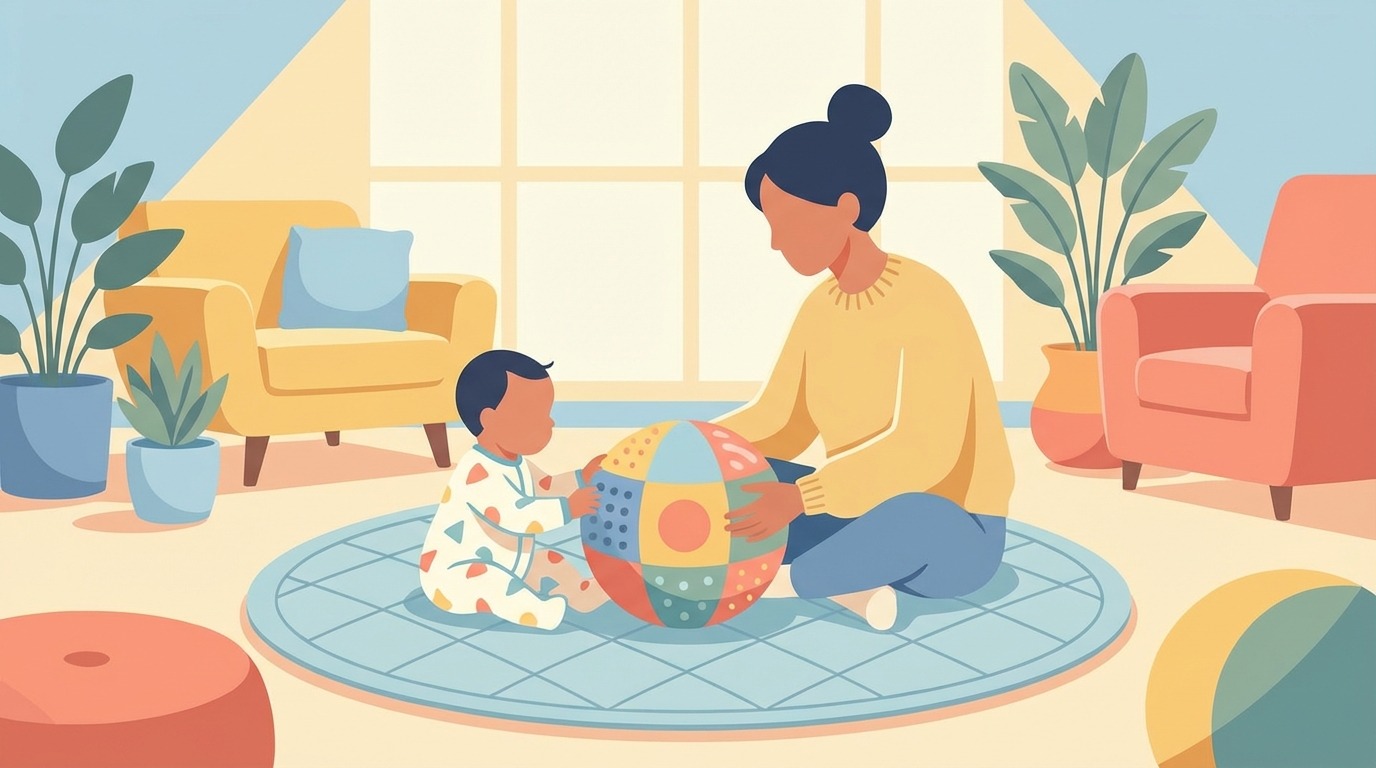 descubra atividades lúdicas com bola ou bolinha adaptadas para bebês de 6 a 12 meses para estimular sua motricidade e seu despertar desde muito cedo.