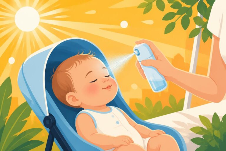 découvrez si l'utilisation d'un brumisateur sur le visage des bébés est sûre pendant les périodes de canicule, avec des conseils pour protéger au mieux votre enfant de la chaleur.