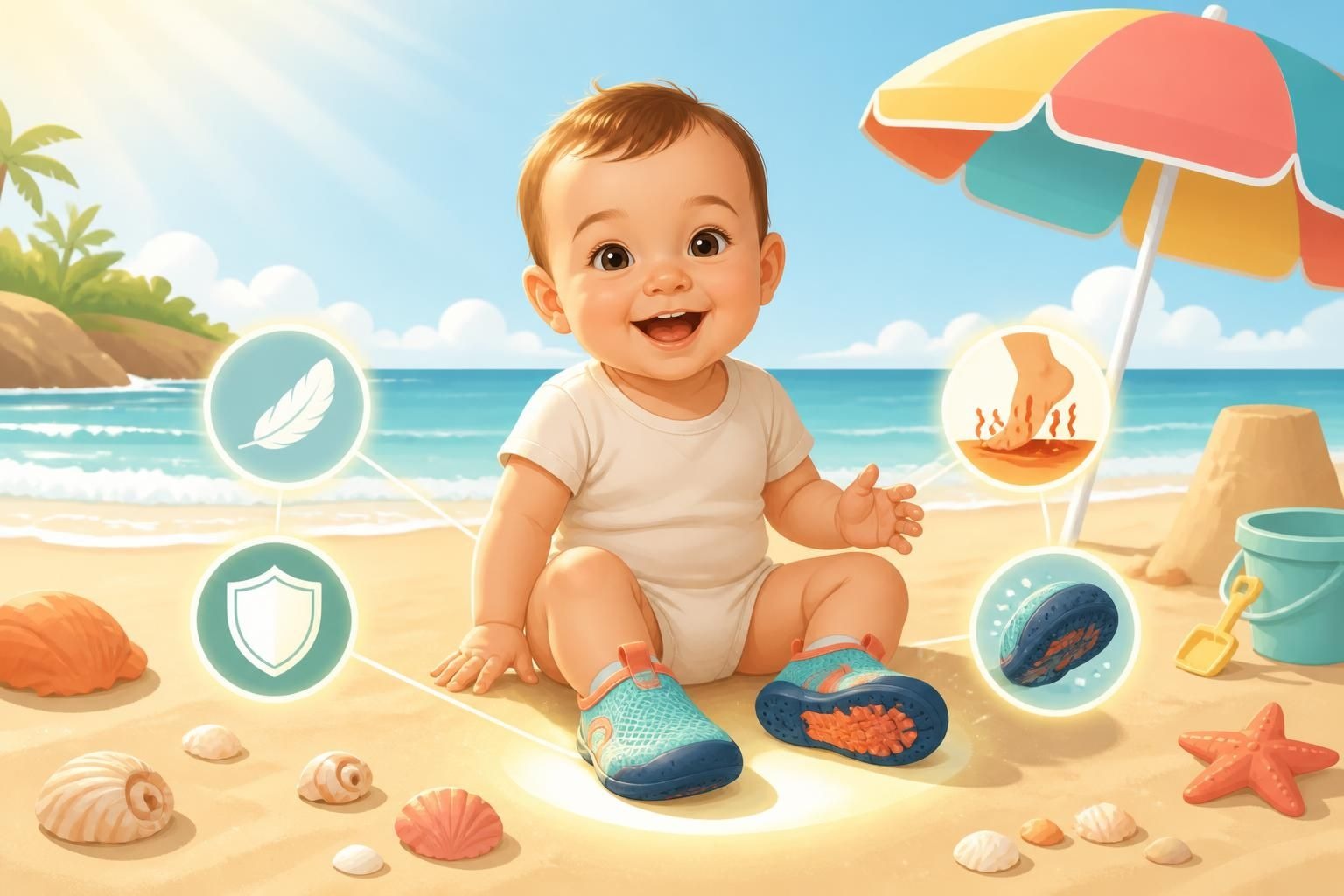 découvrez comment choisir les chaussures parfaites pour protéger les pieds de bébé à la plage, alliant confort, sécurité et facilité d'utilisation pour des moments de détente en toute sérénité.